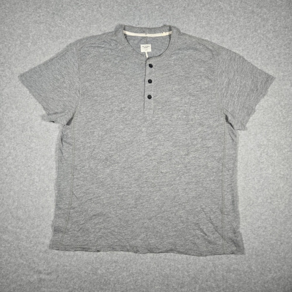 rag & bone Henley T-Shirt Men's XL Gray Short Sleeve Pocket Knit Stretch